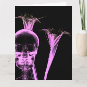 X-Ray Flowers & Skull - Pink Card