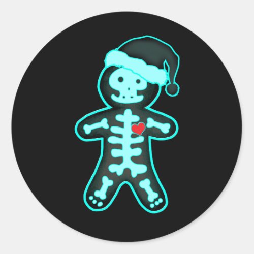 X_Ray Gingerbread Man Skeleton Christmas Nurse Xra Classic Round Sticker
