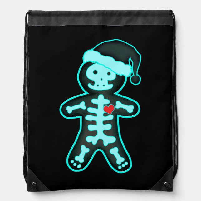 X-Ray Gingerbread Man Skeleton Christmas Nurse Xra Drawstring Bag (Front)