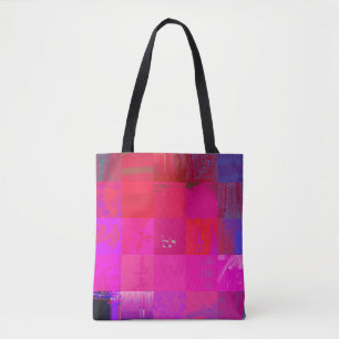 X-ray Girls Glitch Art Grid Hot Pink Tote Bag