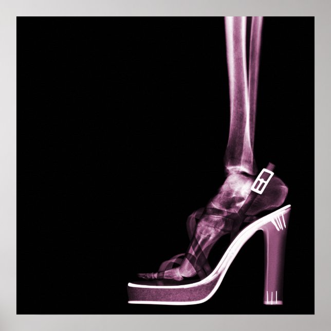 X-RAY HIGH HEEL LADY SKELETON FOOT PINK POSTER (Front)
