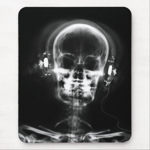 X-RAY MUSIC SKELETON GREY BLACK & WHITE MOUSE PAD