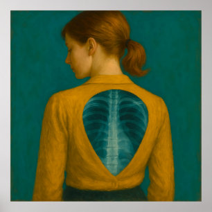 X-Ray of Back – Woman with Beige Blouse and Brown Poster