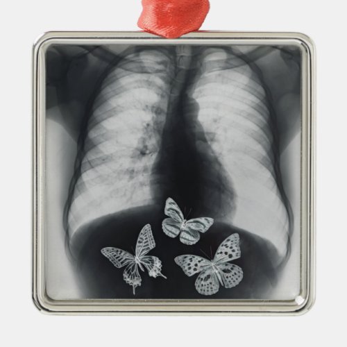 X_ray of butterflies in the stomach metal ornament