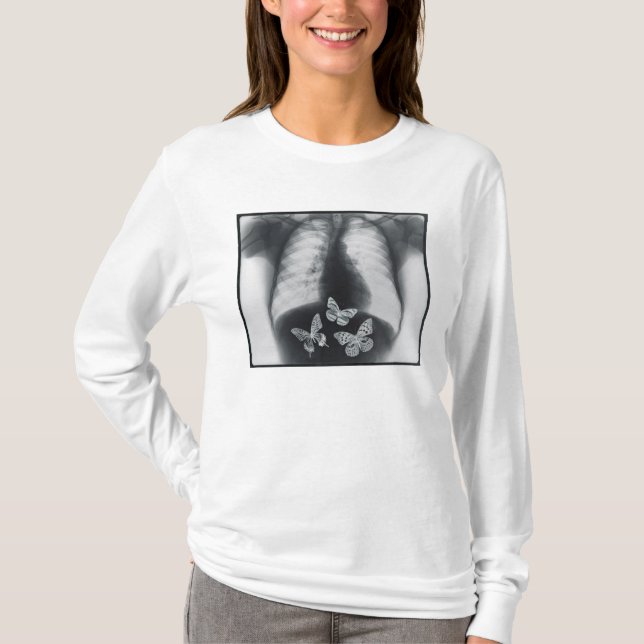 X-ray of butterflies in the stomach T-Shirt (Front)