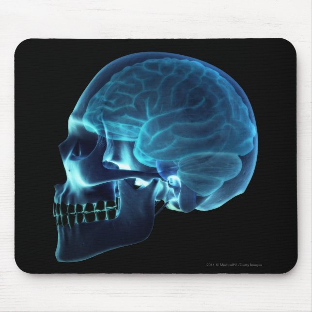X-ray of the brain inside a skull mouse pad (Front)