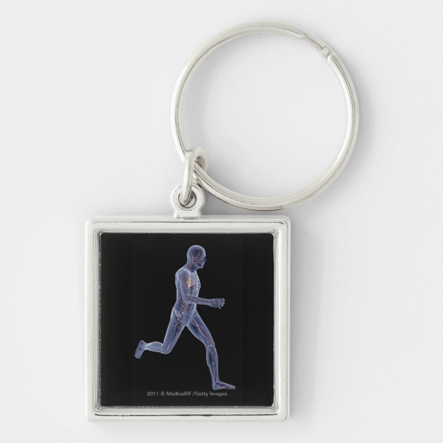 X-ray of the vascular system in a running man keychain (Front)