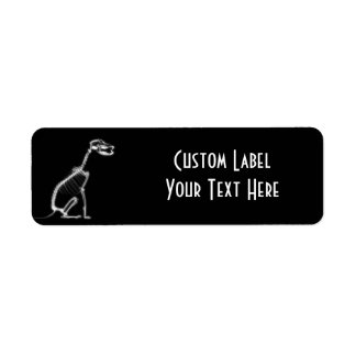 X-RAY PUPPY DOG SKELETON SITTING - B&W LABEL