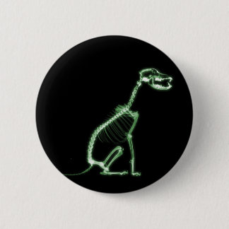 X-RAY PUPPY DOG SKELETON SITTING - GREEN BUTTON