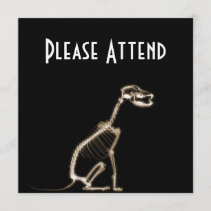 X-RAY PUPPY DOG SKELETON SITTING - SEPIA INVITATION