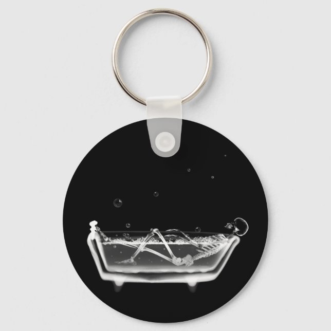X-Ray Skeleton B&W Bath Time Keychain (Front)