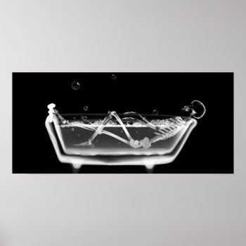 X-ray Skeleton B&w Bath Time Poster by VoXeeD at Zazzle