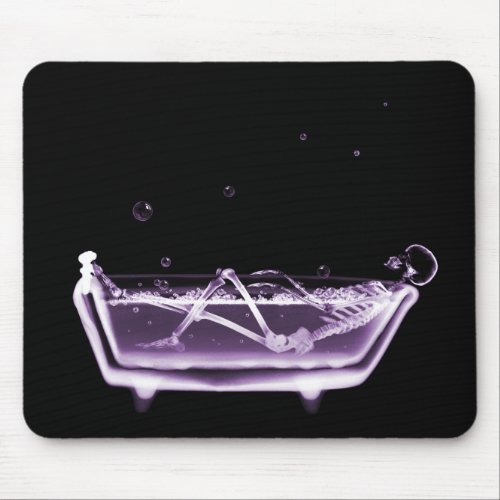 X_Ray Skeleton BW Bath Time Purple Mouse Pad