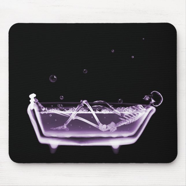 X-Ray Skeleton B&W Bath Time Purple Mouse Pad (Front)