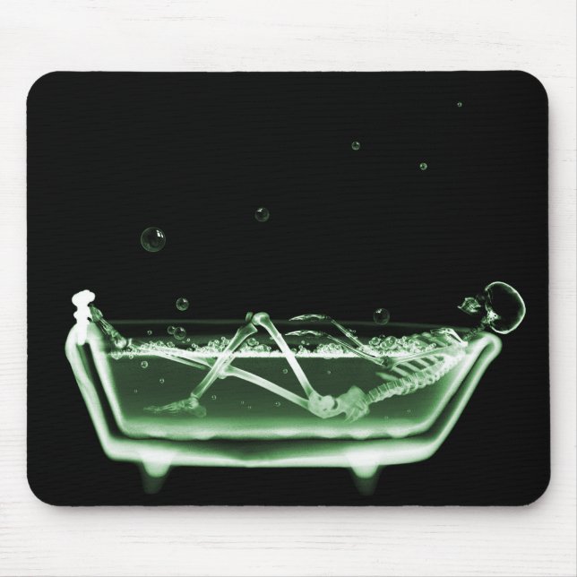 X-Ray Skeleton Bath Black Green Mouse Pad (Front)