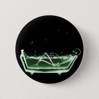 X-Ray Skeleton Bath Black Green Pinback Button