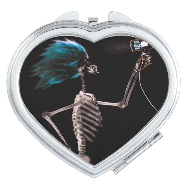 X-Ray Skeleton Blow Drying Hair Compact Mirror (Front)