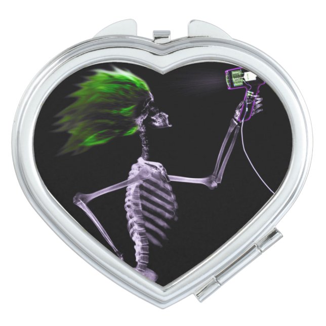 X-Ray Skeleton Blow Drying Hair Compact Mirror (Front)