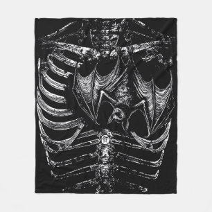 X-Ray skeleton body with bat Fleece Blanket