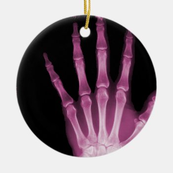 X-ray Skeleton Hand Fingers Pink Ceramic Ornament by VoXeeD at Zazzle