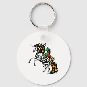 X-ray Skeleton Horse Riding Unicorn Cinco De Mayo Keychain