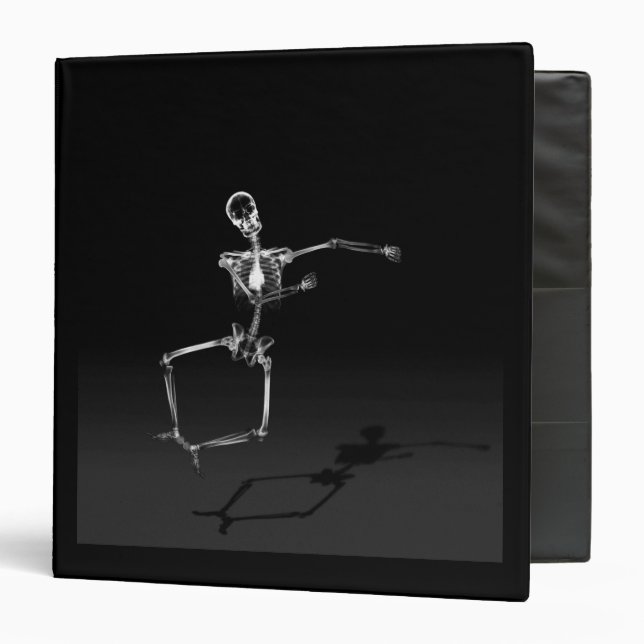 X-RAY SKELETON JOY LEAP B&W 3 RING BINDER (Front/Inside)