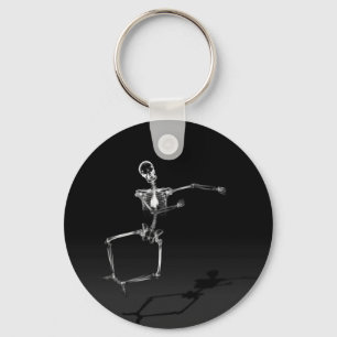 X-RAY SKELETON JOY LEAP B&W KEYCHAIN