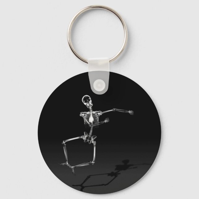 X-RAY SKELETON JOY LEAP B&W KEYCHAIN (Front)
