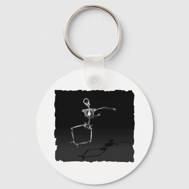X-RAY SKELETON JOY LEAP B&W KEYCHAIN (Front)
