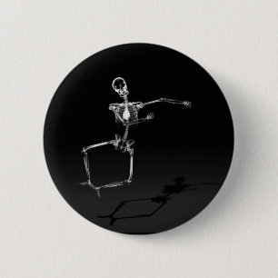 X-RAY SKELETON JOY LEAP B&W PINBACK BUTTON