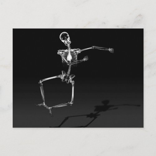 X_RAY SKELETON JOY LEAP BW POSTCARD