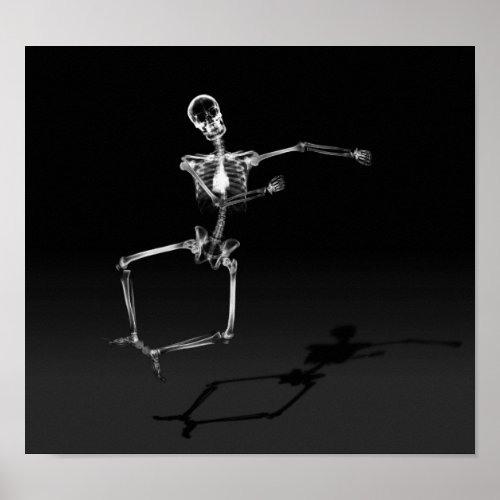 X_RAY SKELETON JOY LEAP BW POSTER