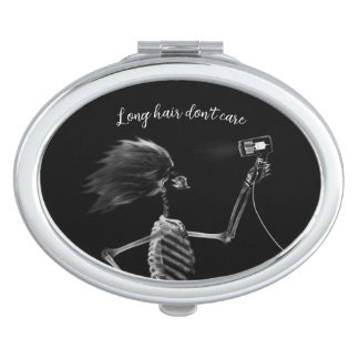 X-Ray Skeleton Long Hair Don’t Care Compact Mirror