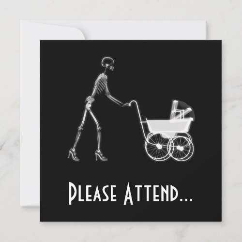 X-Ray Skeleton Mom &amp; Baby - Original B&amp;W Personalized Announcements
