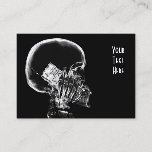 X-RAY SKELETON ON CELL PHONE BLACK &amp; WHITE BUSINESS CARD TEMPLATE