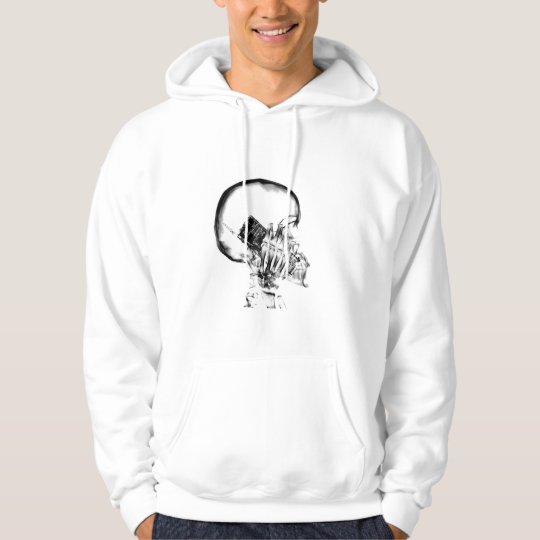X-RAY SKELETON ON CELL PHONE BLACK & WHITE HOODIE