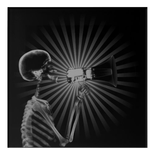 X_Ray Skeleton on Megaphone _ BW Acrylic Print