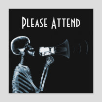 X-RAY SKELETON ON MEGAPHONE - BLUE INVITATION