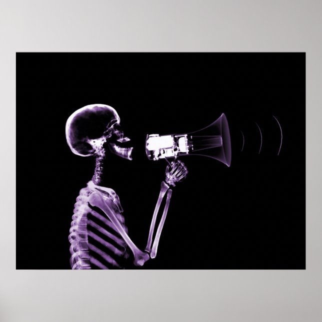 X-RAY SKELETON ON MEGAPHONE - PURPLE POSTER (Front)