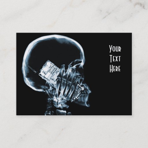 Customizable X-RAY SKELETON ON PHONE - BLUE BUSINESS CARD TEMPLATE