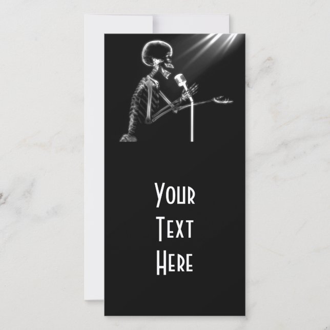 X-RAY SKELETON SINGING ON RETRO MIC - B&W (Front)