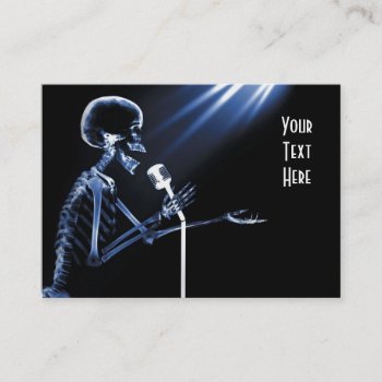 X-ray Skeleton Singing On Retro Mic - Blue Business Card by VoXeeD at Zazzle