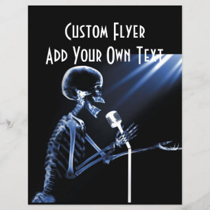 X-RAY SKELETON SINGING ON RETRO MIC - BLUE FLYER