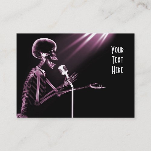 X-RAY SKELETON SINGING ON RETRO MIC - PINK BUSINESS CARD