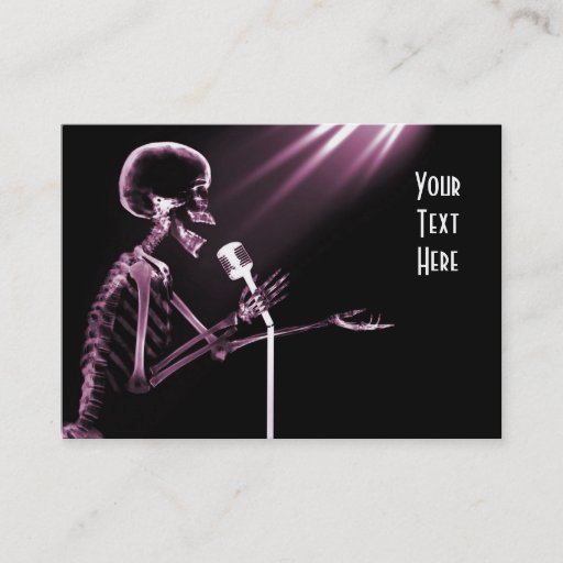 Customizable X-RAY SKELETON SINGING ON RETRO MIC - PINK BUSINESS CARD