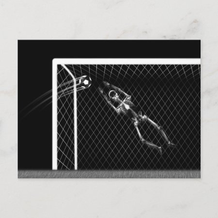 X-ray Skeleton Soccer Goalie B&w Postcard