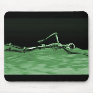 X-Ray Skeleton Swimming - Green Mouse Pad