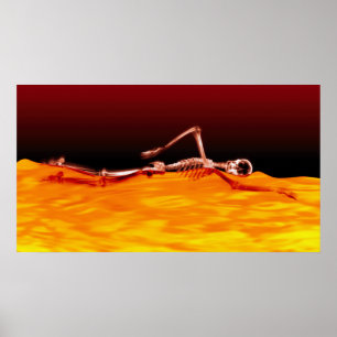 X-Ray Skeleton Swimming in Lake of Fire Poster