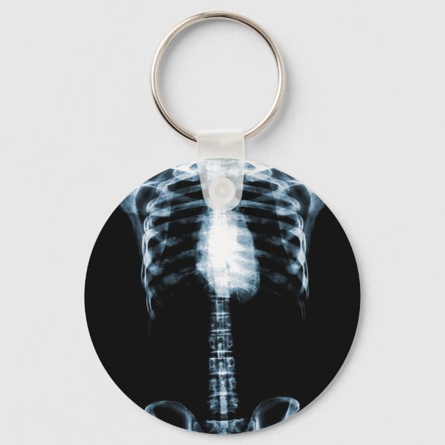 X-RAY SKELETON TORSO RIBS BLUE KEYCHAIN (Front)