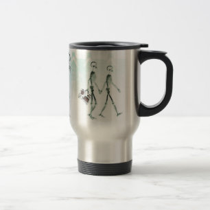 X-Ray Skeletons Afternoon Stroll Negative White Travel Mug